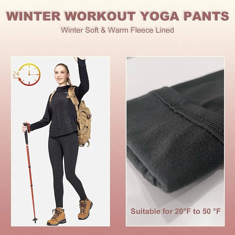 Women's Black Camo Fleece Leggings with Cell Phone Pocket - Winter Warmth - Comfortable