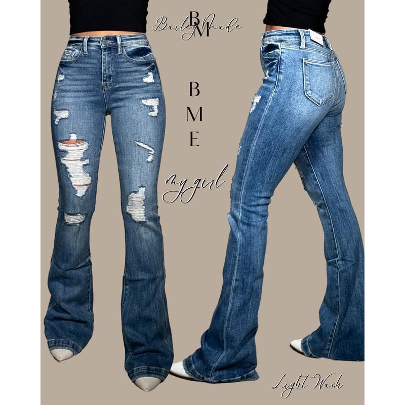 BMB HighRise My Girl Flare Jeans Womenswear Trouser Pants Basic