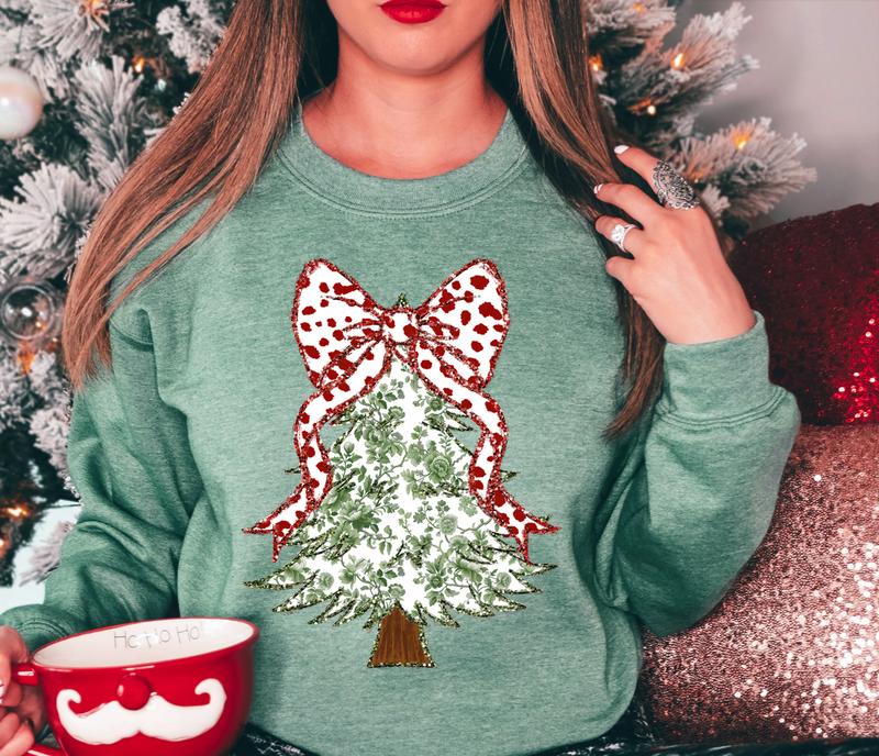 Christmas Tree red bow sweatshirt