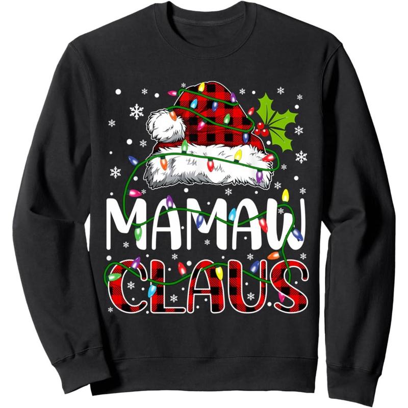 Mamaw claus christmas lights matching family xmas pajama Sweatshirt B0DK1X9JDS