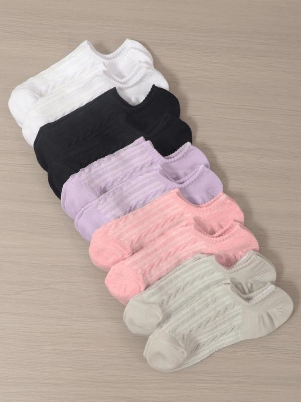 Women's 10 Pairs Textured Invisible Socks, Casual Soft Comfy Breathable Socks For Daily Wear, Women's Socks & Hosiery