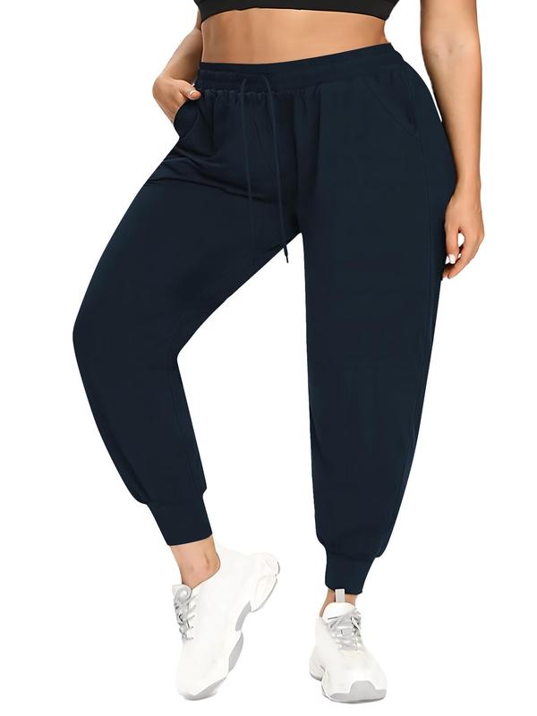  Solid Drawstring Waist Sweatpants, Casual Pocket Jogger Pants for Women, Pants for Women, Women's Trousers for Fall & Winter