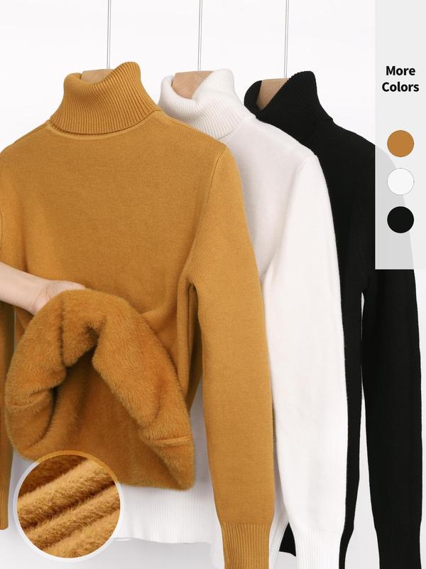 3-piece Turtleneck Solid Sweater Set - Ultra-relaxed Fit for Casual Occasions, Long Sleeve Design for Extra Warmth, Sweaters for Women, Perfect for Chilly Fall and Winter Days - Exclusively Designed for Womens Clothing