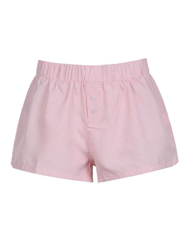 Women's Striped Button Elastic Waist Bloomer Shorts, Casual Comfy Shorts for Summer, Fashion Women's Bottoms for Daily Wear