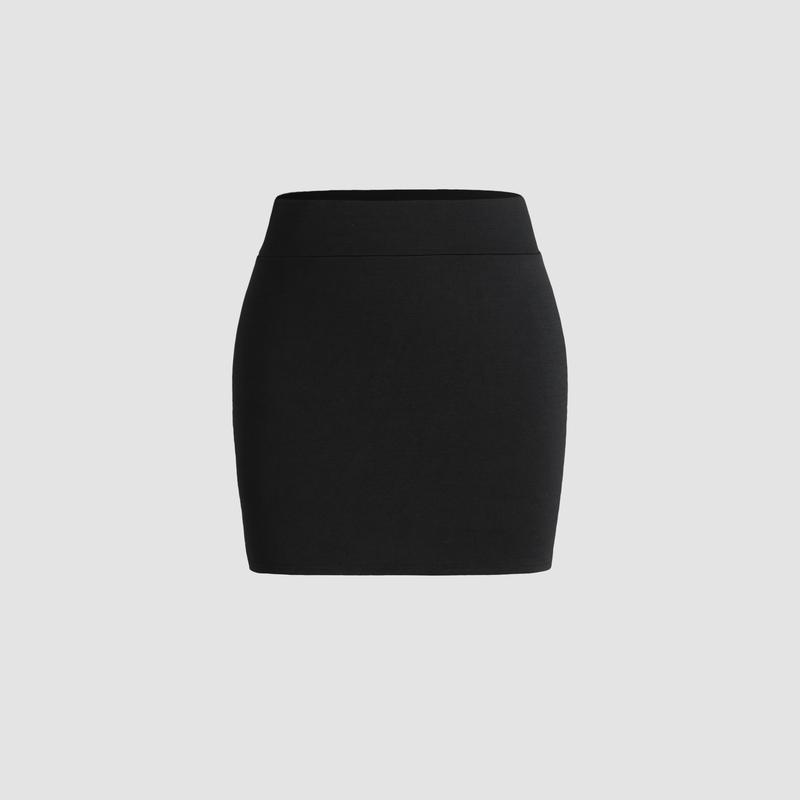 Cider [3 colors, size 2-10] Solid Slit Mini Skirt