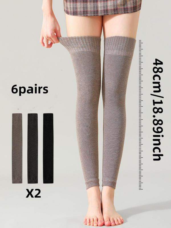 Women's Solid Color Thermal Lined Knee High Socks, Casual Comfy Warm Socks for Fall & Winter, Women's Socks for Daily Wear