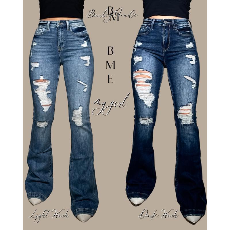 BMB HighRise My Girl Flare Jeans Womenswear Trouser Pants Basic