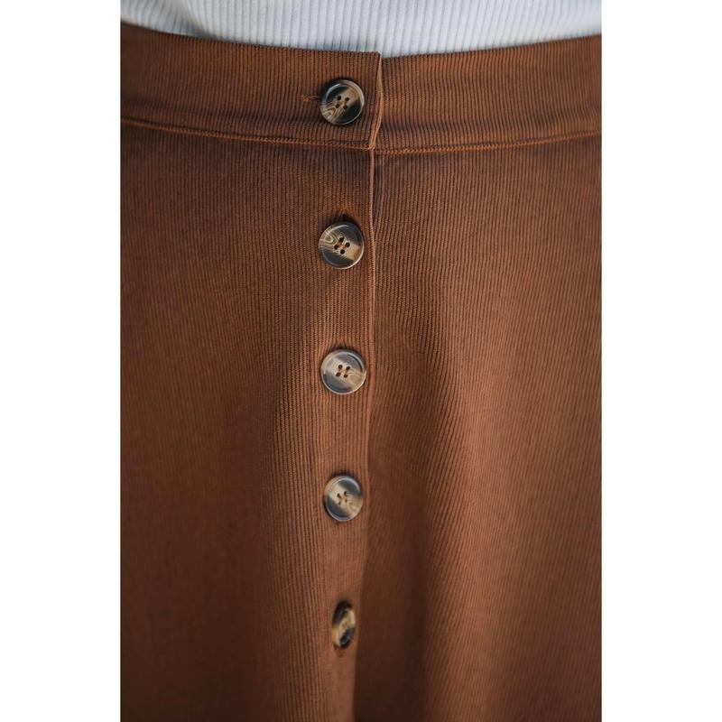 Brown Corduroy Front Button Flared Mini Skirt – Trendy Women's Clothing Perfect for Everyday Fall Wear and Casual Outfits D-C