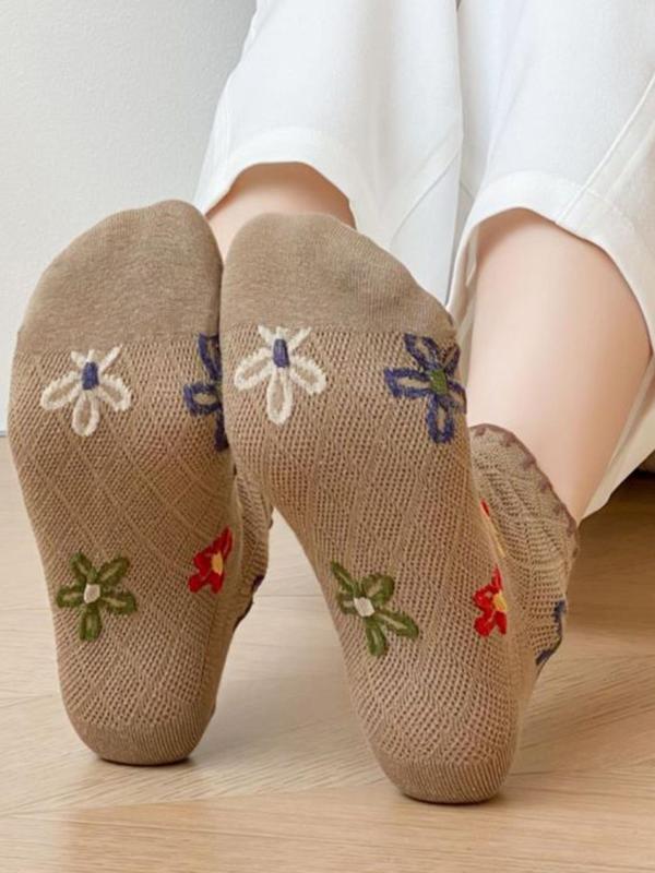 Women's 5 Pairs Floral Print Ankle Socks, Cute Breathable Socks for Daily Wear, Soft Comfy Socks for Women