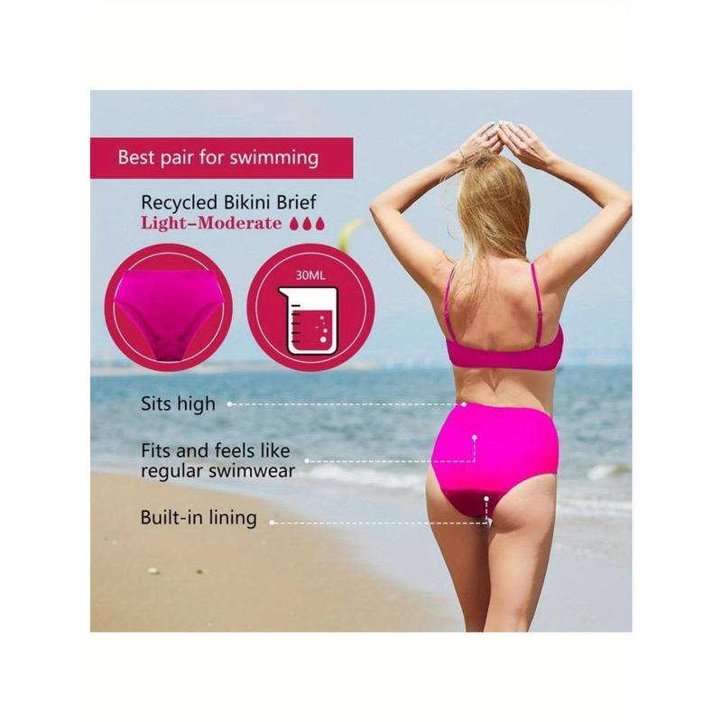 Period Swimwear Leakproof Bikini Brief Bottoms Waterproof Menstrual Swim Bottoms for Teens, Girls, Women