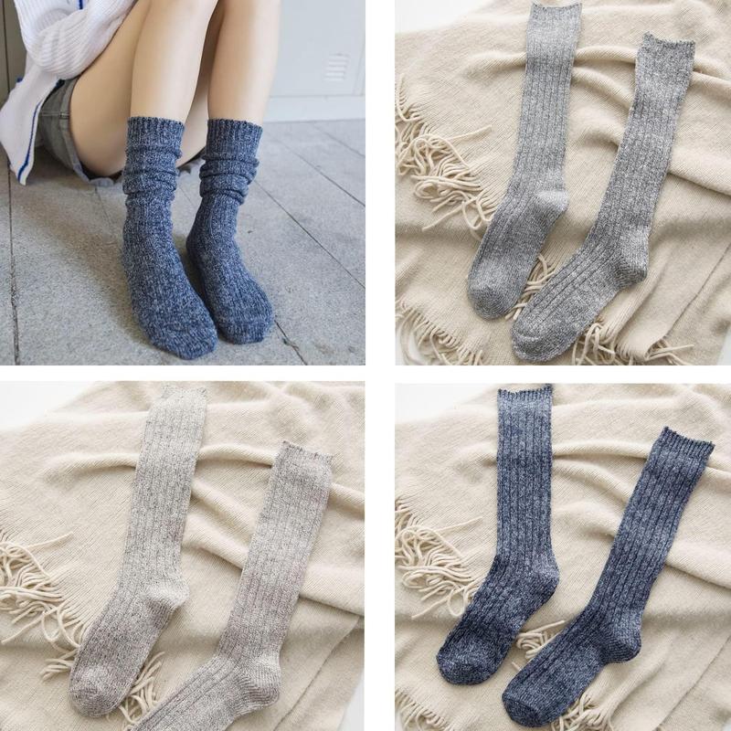 3 pairs women winter wool cable knit crew knee high boot socks, size 5-11 w605 Cotton Fashion Womenswear casual