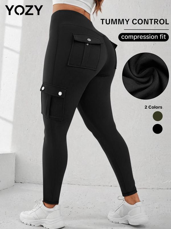 YOZY [size 4-14] Button Pocket Leggings  Casual Comfy Solid Breathable Skinny High Waist Pants for Fall, 2024 Women's Daily Bottoms for Fall, [S-XXL]