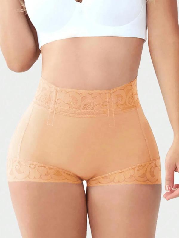 Women's Contrast Lace High Waist Shapewear Shorts, High Stretch Tummy Control Butt Lifting Shaper, Ladies Shapewear Bottoms for Daily Wear