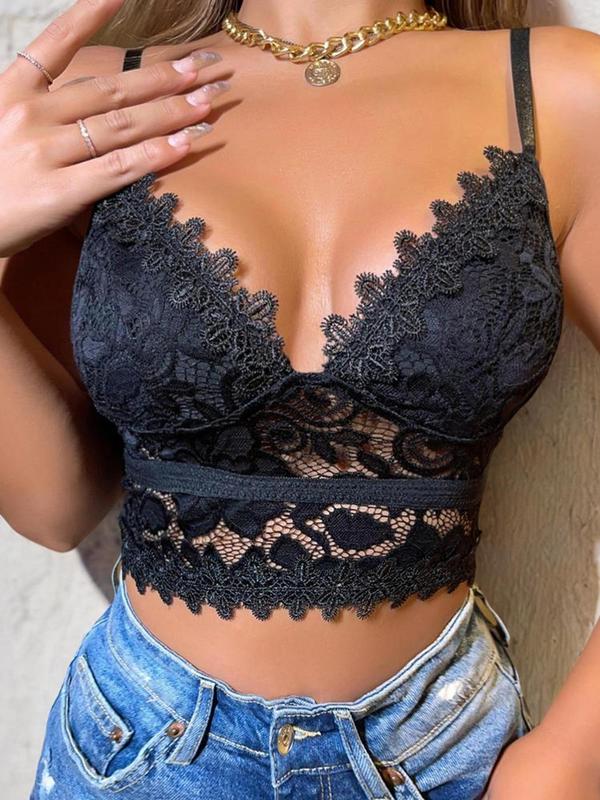 Women's Backless Sheer Lace Vintage Crop Cami Top, Elegant Adjustable Strap Deep V Neck Crop Top, Summer Clothes Women for Daily Vacation Party