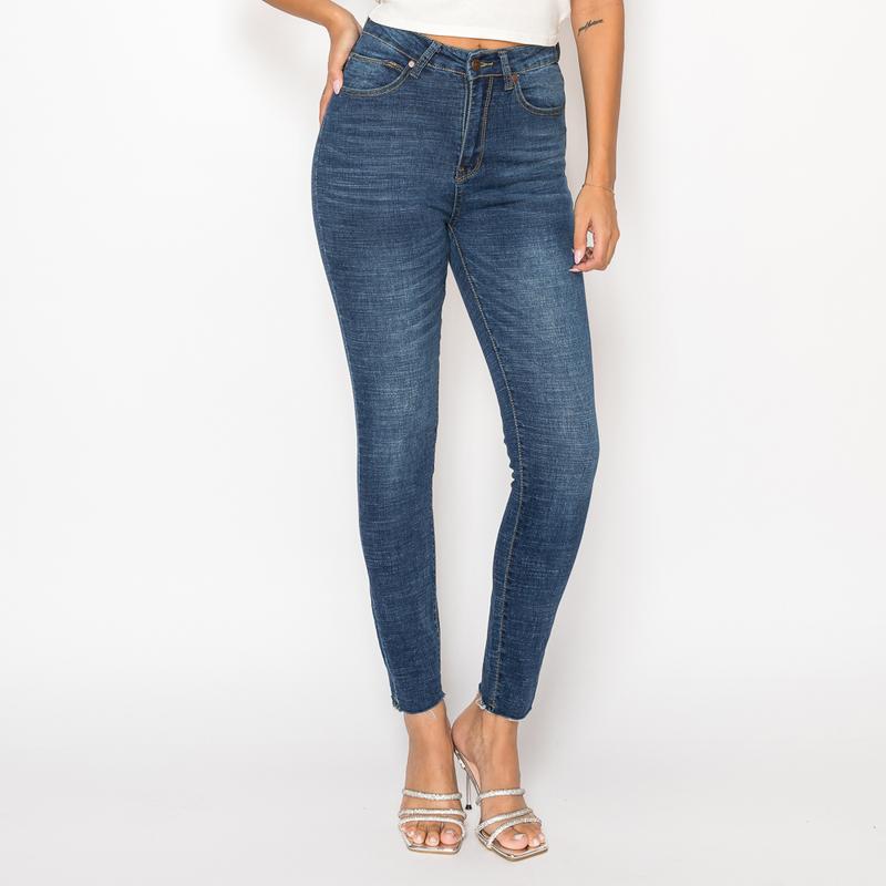 Free Junns (FJ-01-88527) Women's High-Waisted Skinny Jeans, Dark Wash, Stretch Denim, Sculpting Fit – Sleek & Comfortable Casual Bottoms