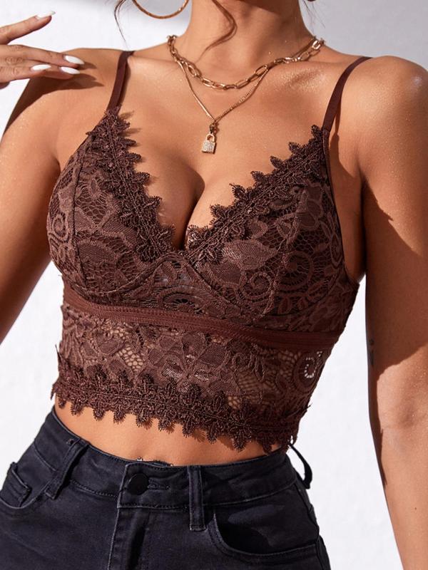 Women's Backless Sheer Lace Vintage Crop Cami Top, Elegant Adjustable Strap Deep V Neck Crop Top, Summer Clothes Women for Daily Vacation Party