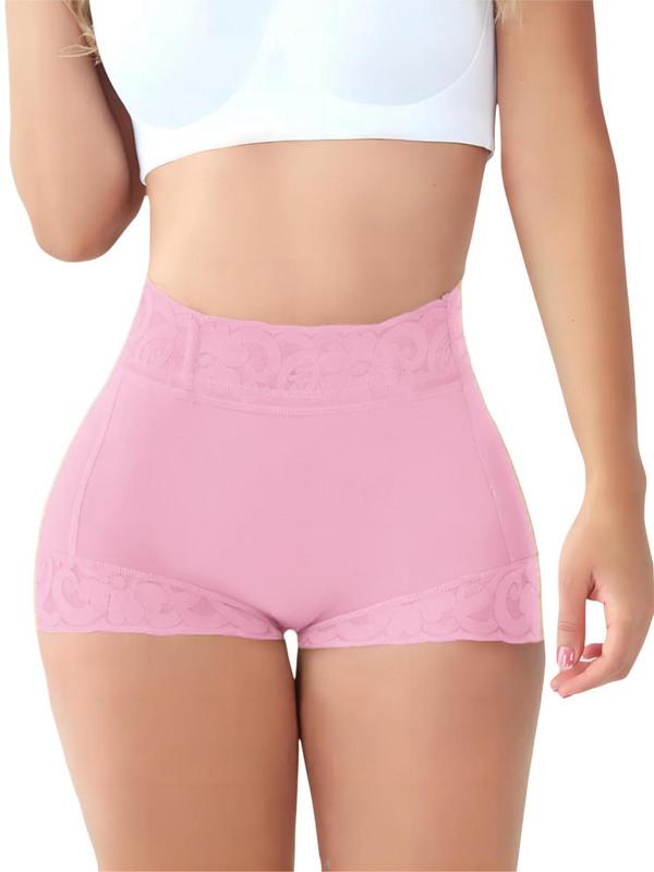 Women's Contrast Lace High Waist Shapewear Shorts, High Stretch Tummy Control Butt Lifting Shaper, Ladies Shapewear Bottoms for Daily Wear