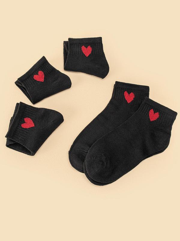 Women's 5 Pairs Heart Print Jacquard Ankle Socks, Lady Casual Style Soft Comfort Breathable Socks for Women, Multipack Low Cut Knit Crew Socks, Women's Comfortable Socks & Hosiery, Womenswear