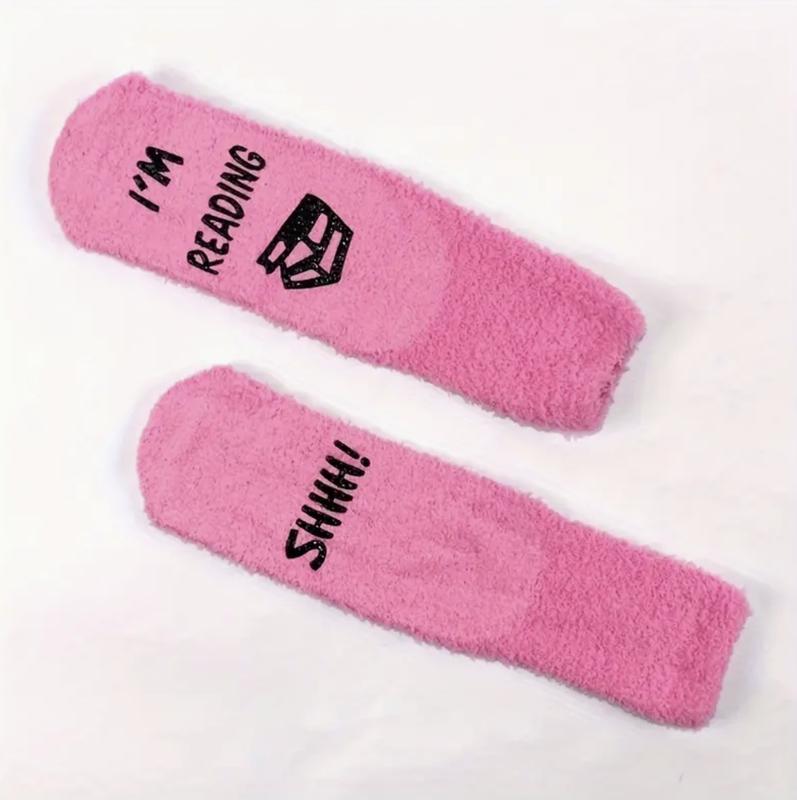 'SHHH! I'M READING'  Novelty Socks - Comfortable and Cute All-Season Slipper Socks Simple Soft Fit Love Underwear