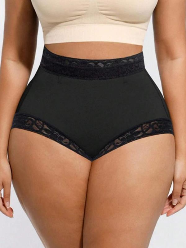 Women's Contrast Lace High Waist Shapewear Shorts, High Stretch Tummy Control Butt Lifting Shaper, Ladies Shapewear Bottoms for Daily Wear