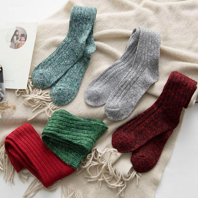 3 pairs women winter wool cable knit crew knee high boot socks, size 5-11 w605 Cotton Fashion Womenswear casual