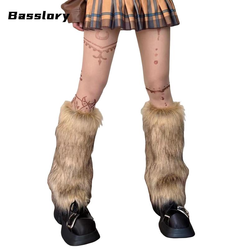 Women Faux Fur Leg Warmers Winter Warm Fuzzy Leg Warmer Boot Cuff Cover for Party Costumes Furry Boot Cover Womenswear Clothing