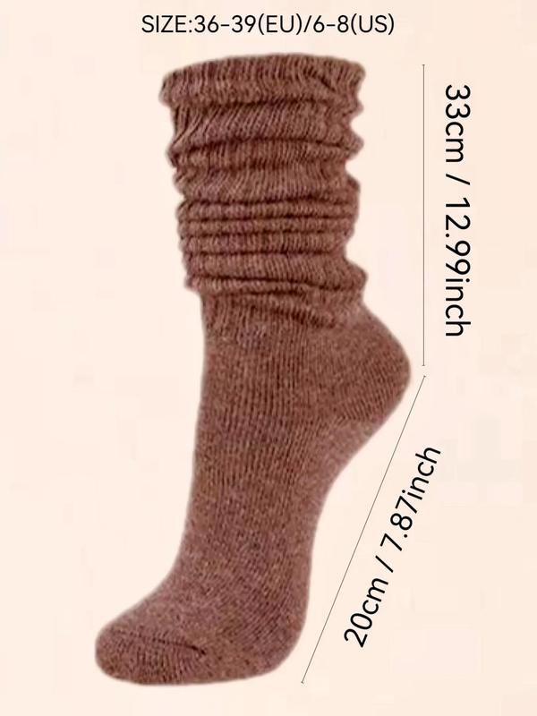 Women's Solid Color Mid-calf Scrunch Socks, Casual Comfy Warm Socks for Fall & Winter, Women's Socks for Daily Wear