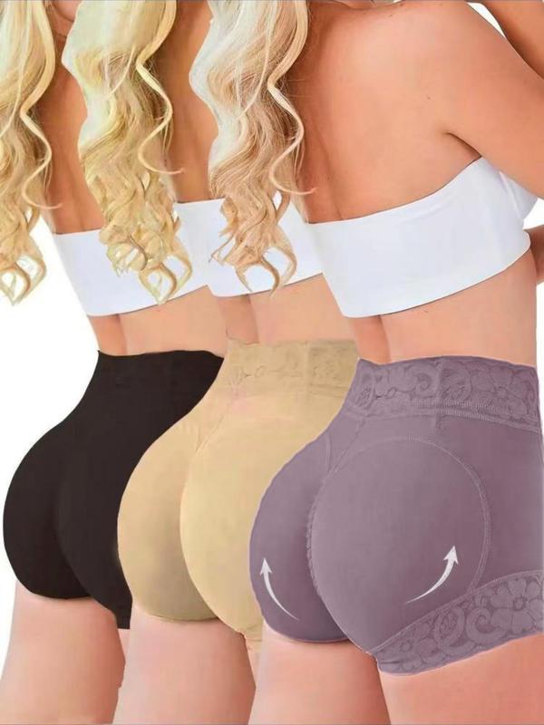 Women's Contrast Lace Hip Lifter Shapewear Shorts, Non-Slip Tummy Control Butt Lifter Shaper Boyshorts, Women's Shapewear Bottoms for Daily Wear Sexy