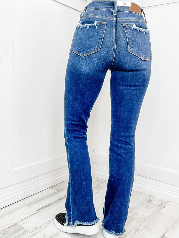 The Jordan High Waist Judy Blue Vintage Frayed Hem Bootcut Jean