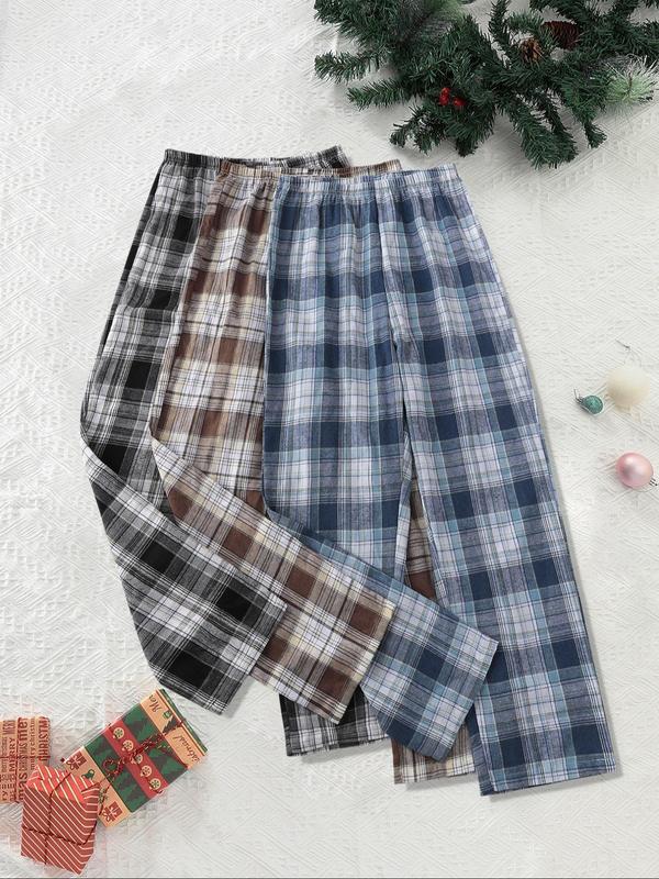 Women's Plaid Print Lounge Pants, Casual Comfy Trousers for Fall & Winter, Women's Sleepwear for Indoor Wear