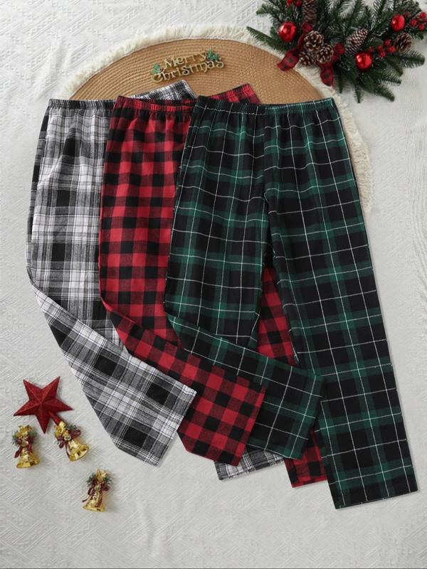 Women's Plaid Print Lounge Pants, Casual Comfy Trousers for Fall & Winter, Women's Sleepwear for Indoor Wear