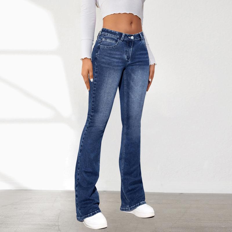 Casual Temperament Commute Jeans Women's Washed Slim Fit Slimming Bootcut Pants All-Matching Pants riden jeans