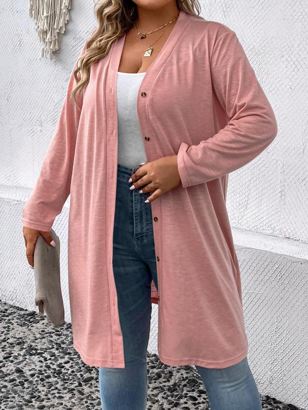  Thin Casual Solid Long Sleeve Button Front Cardigan, Duster Cardigans for Fall Daily Wear, Winter Outfits 2024, Women Sweater Clothes Outerwear