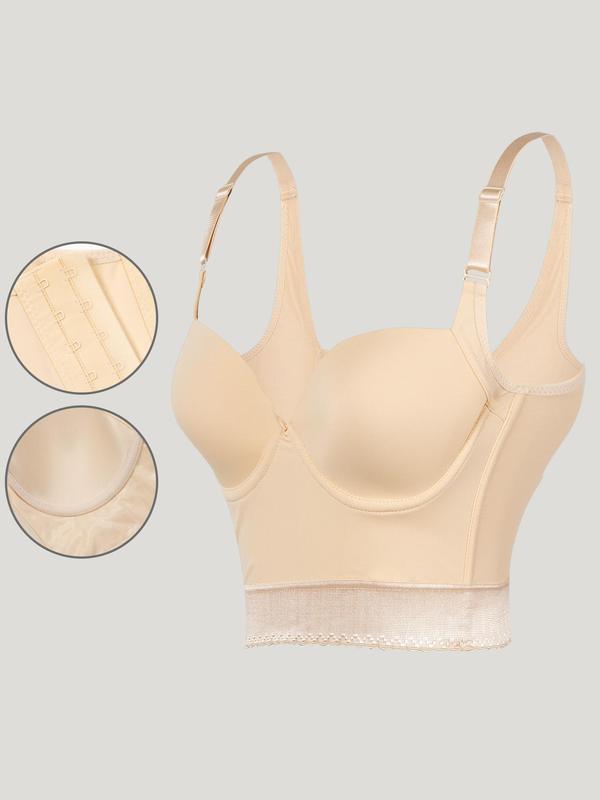 Women's Solid Adjustable Strap Push Up Bra, Scallop Trim Underwire Bra, Soft Comfy Breathable Lingerie for All Seasons, Fall Wear, Fallfreshness