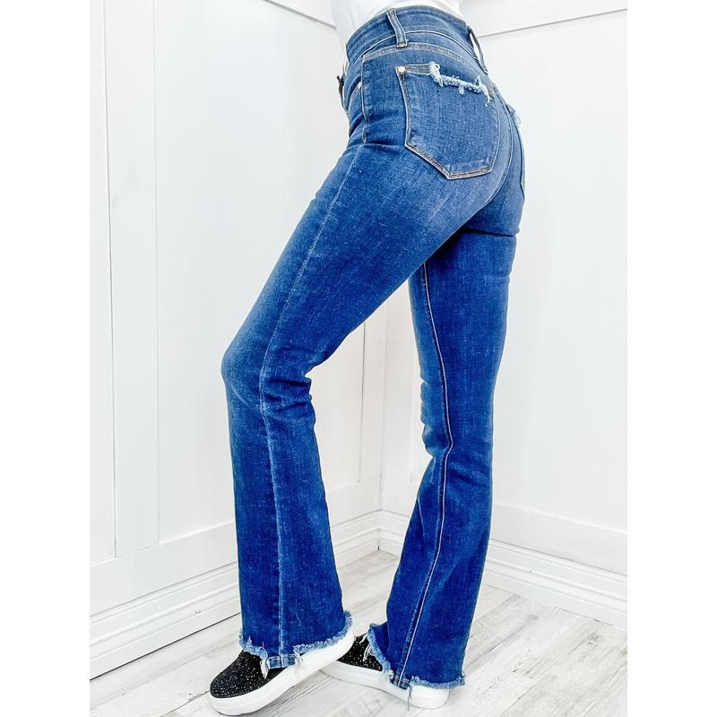 The Jordan High Waist Judy Blue Vintage Frayed Hem Bootcut Jean