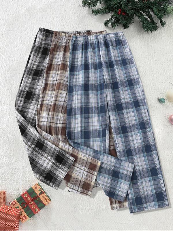 Women's Plaid Print Lounge Pants, Casual Comfy Trousers for Fall & Winter, Women's Sleepwear for Indoor Wear