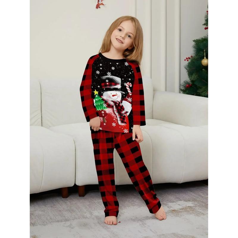 2024 Costume Snowman Print Family Matching Outfits Mother Kids Pajamas Set Baby Boys Girls Clothing Loose Soft Christmas Pyjamas