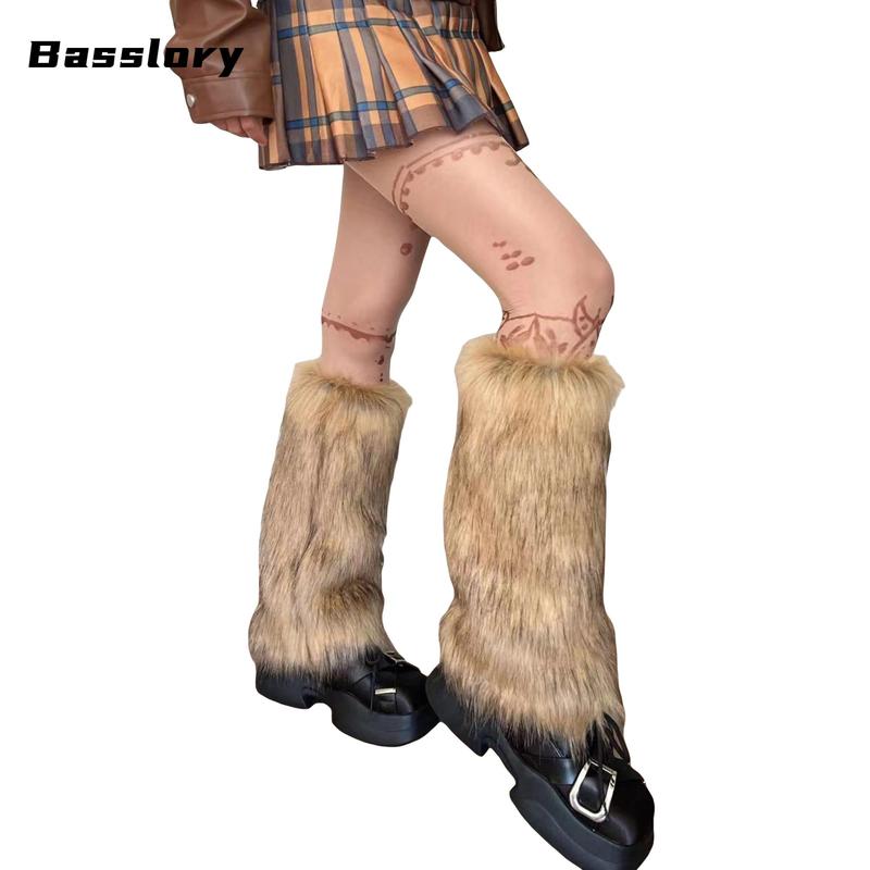 Women Faux Fur Leg Warmers Winter Warm Fuzzy Leg Warmer Boot Cuff Cover for Party Costumes Furry Boot Cover Womenswear Clothing