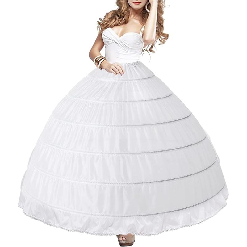 Hoop Skirt Crinoline Underskirt Petticoat for Women Ball Gown Bridal Tulle Underskirt Wedding Dress (4 Hoops White)