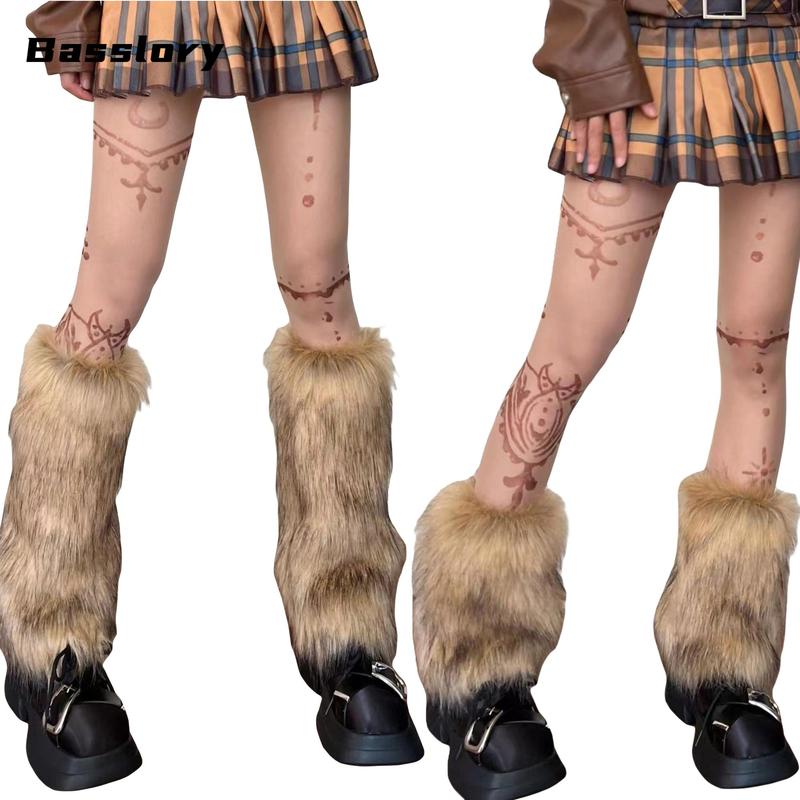 Women Faux Fur Leg Warmers Winter Warm Fuzzy Leg Warmer Boot Cuff Cover for Party Costumes Furry Boot Cover Womenswear Clothing