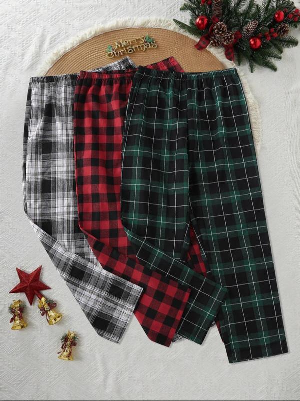 Women's Plaid Print Lounge Pants, Casual Comfy Trousers for Fall & Winter, Women's Sleepwear for Indoor Wear