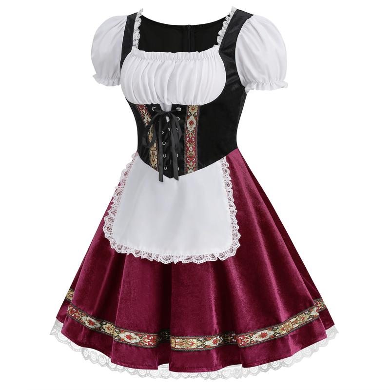 Women's Halloween German Bavarian Costume Velvet Dirndl Dress for Oktoberfest - Accessories, Womenswear  Adjustable Clothing Ribbon Style