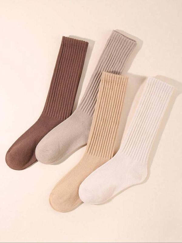 Women's Solid Color Mid-calf Scrunch Socks, Casual Comfy Warm Socks for Fall & Winter, Women's Socks for Daily Wear