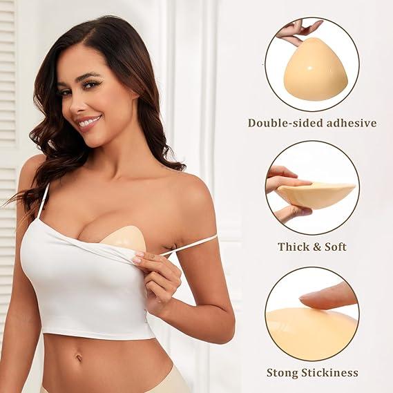 Double Side Sticky Inserts Push Up Bra, Adhesive Invisible Bra,Breathable Cotton Adhesive Bra, No Show Backless Strapless Bras for Backless Dress