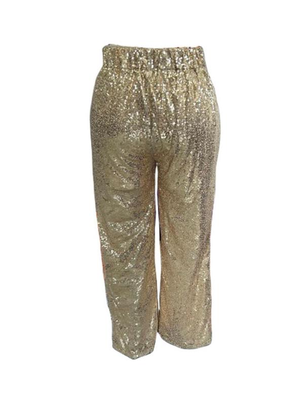 Women's Glitter Sequin Button Fly Straight Leg Pants, Elegant Comfy Trousers for Party Holiday Vacation, Ladies Bottoms for Fall & Winter