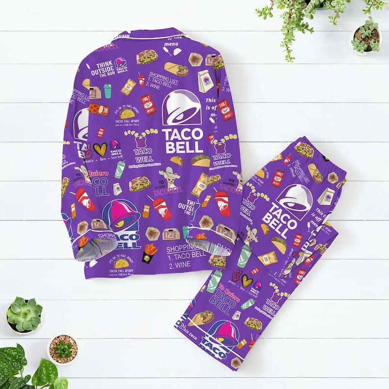 Taco Bell Pajamas Family, Taco Bell Pajamas  Set Print Comfy Sleepwear & Loungewear Pjs  Sleeve Top & Shorts