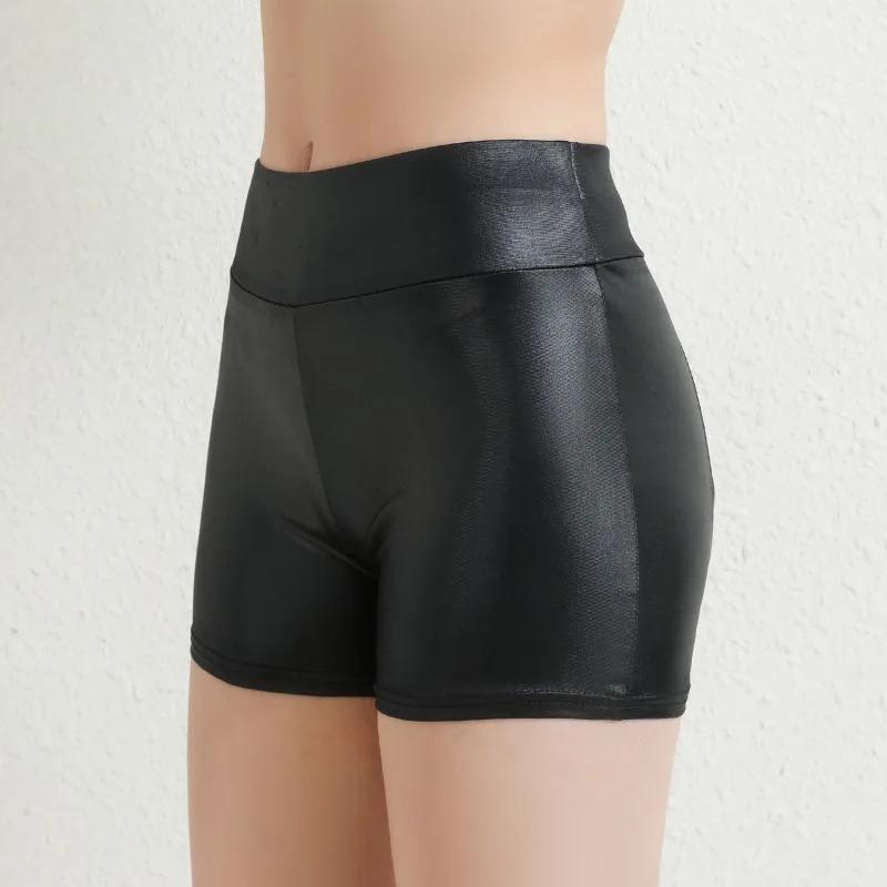 2024 Sexy Womens Shorts Shiny Elastic High Waist Shiny Faux PU Leather Short Pants Slim Hot Dance Clubwear Mini Shorts