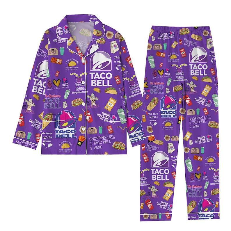 Taco Bell Pajamas Family, Taco Bell Pajamas  Set Print Comfy Sleepwear & Loungewear Pjs  Sleeve Top & Shorts