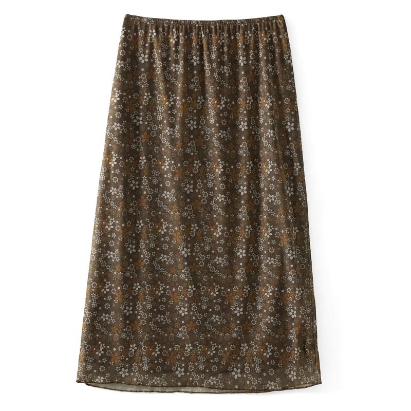 Women´s Casual Long Skirts, Floral Printed High Waist Simple Elegant Elastic Waist Skirts, Street Style Bottoms