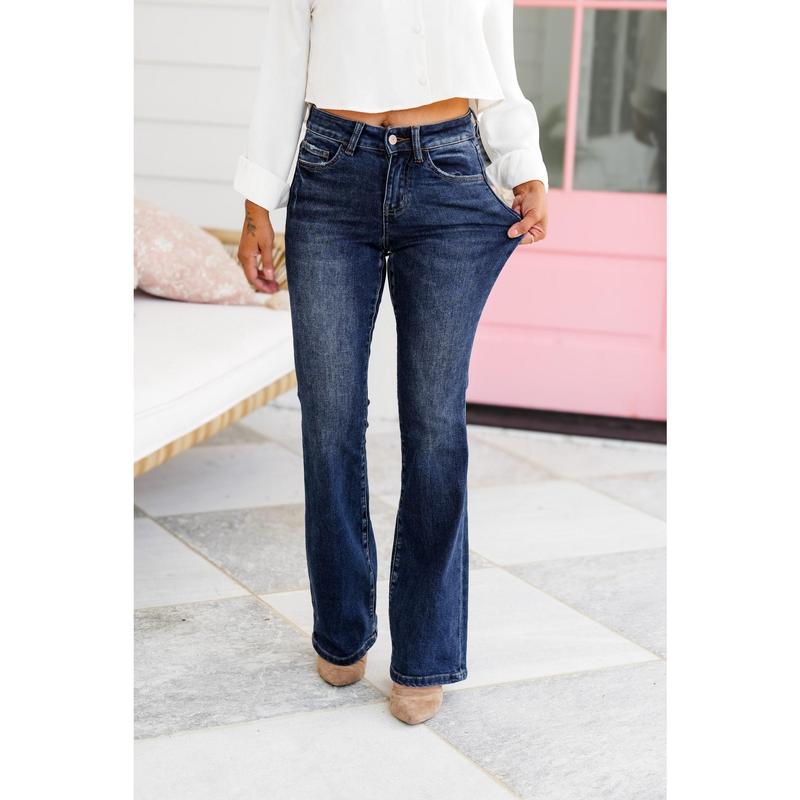 Lovervet Mid Rise Dark Wash Relaxed Bootcut Jeans